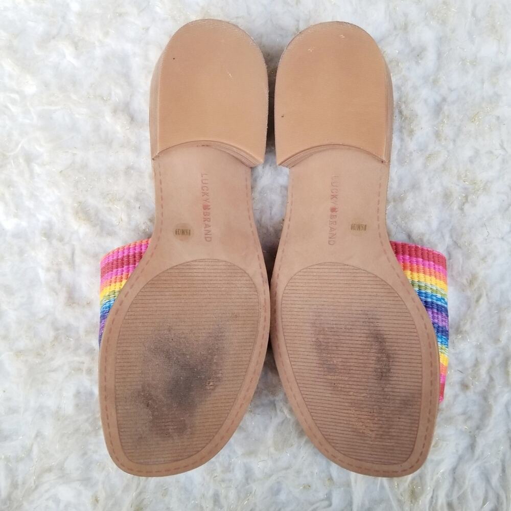 Striped Sandals Size 8.5 Lucky Brand Frijana Slide Rainbow Multicolor Mule - Picture 8 of 11